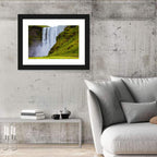 Skogafoss Waterfall with Moss Covered Cliffs Wall Art