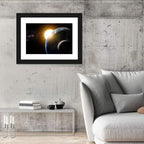 Sunflare Over Earth and Moon Wall Art