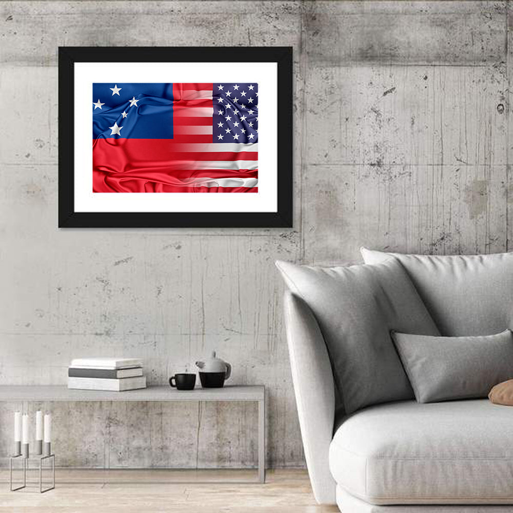 Samoa and USA Flag Blend Wall Art