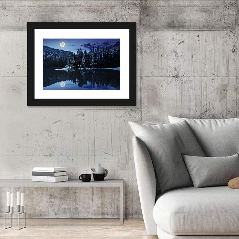 Moonlit Pine Lake Wall Art