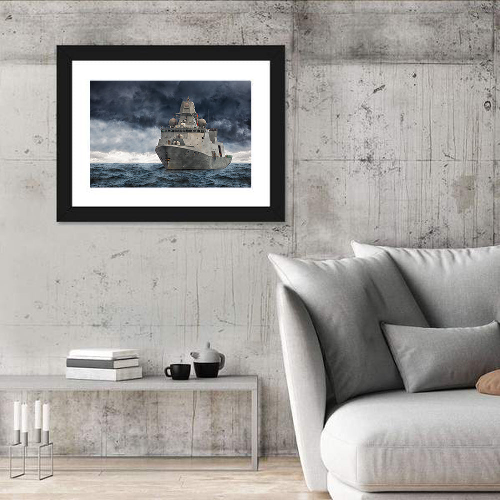 Military Ship On Sea Wall Art