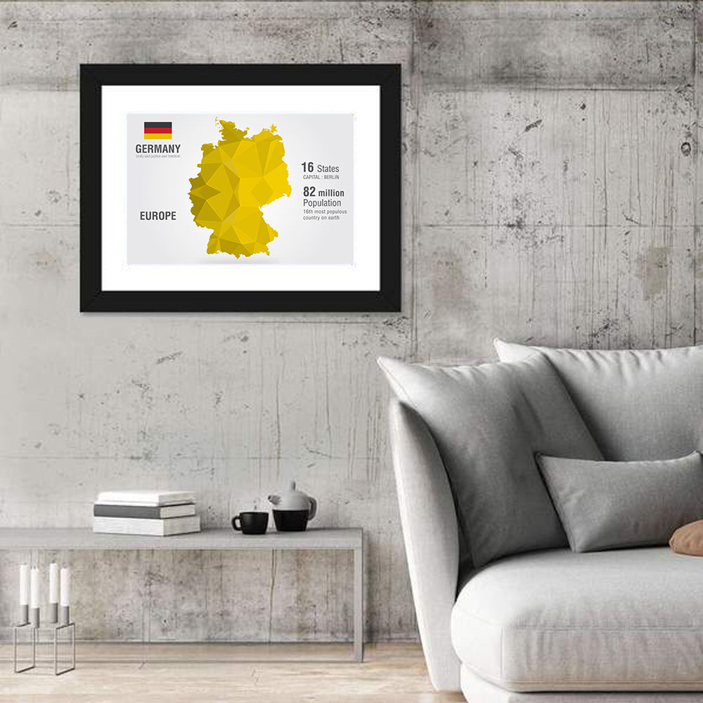 Germany Geometric Map Wall Art in a room, landscape