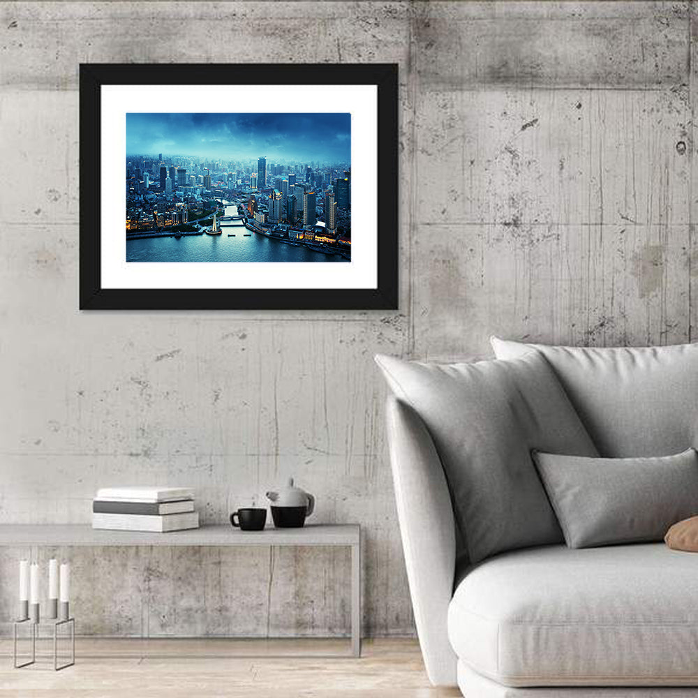 Shanghai at Sunset Wall Art in a room, landscape