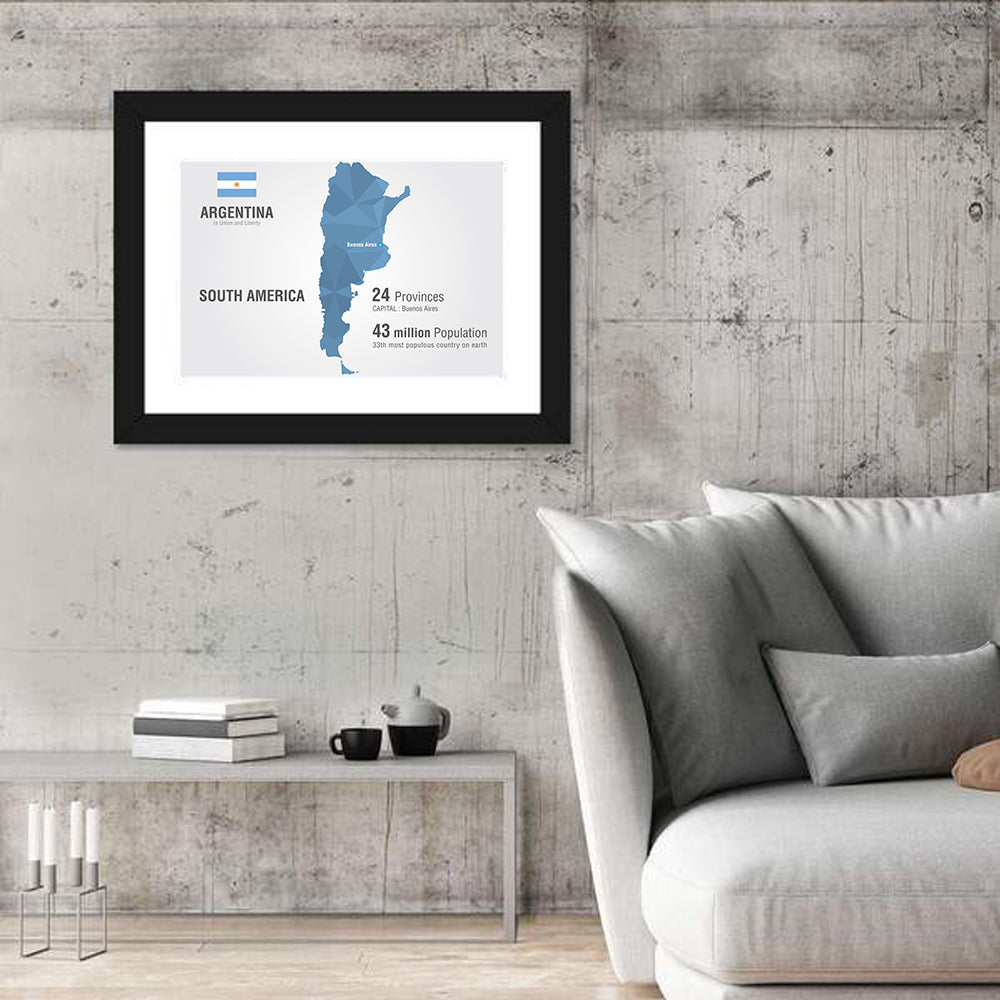Argentina Infographic Map Wall Art in a room, landscape