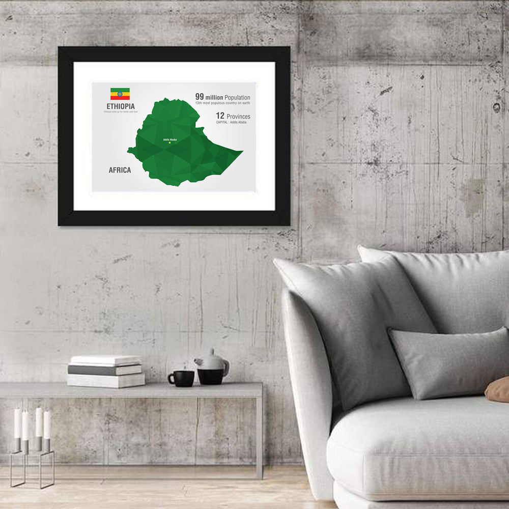 Ethiopia Low-poly Map Wall Art