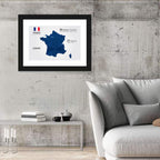 Geometric France Map with Flag Wall Art
