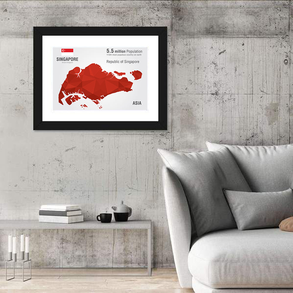 Singapore Low-poly Map Wall Art