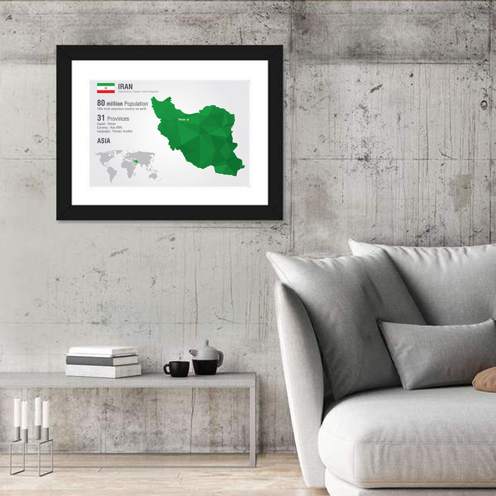Low Poly Iran Map Wall Art