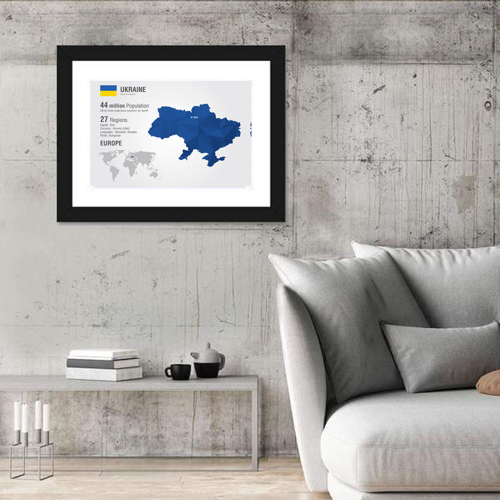 Stylized Ukraine Map Wall Art