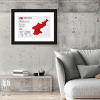 North Korea Geometric Map Wall Art