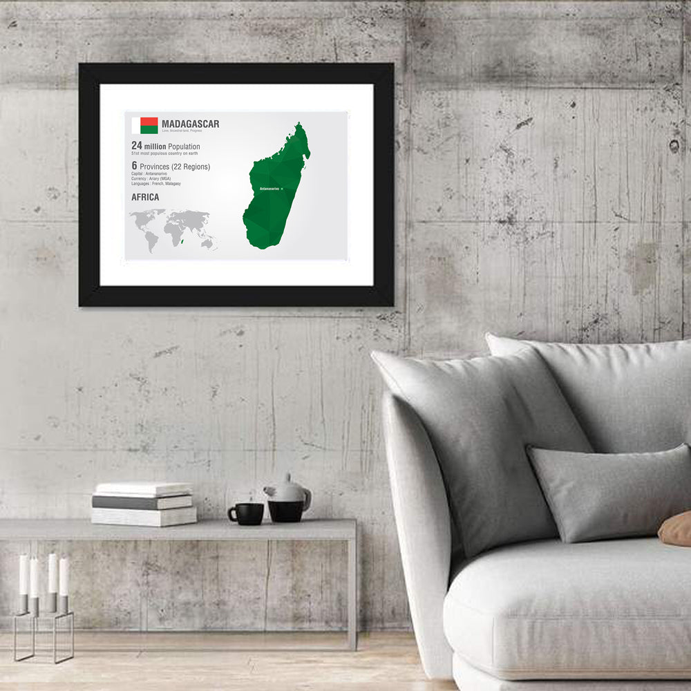 Madagascar Geometric Map Wall Art