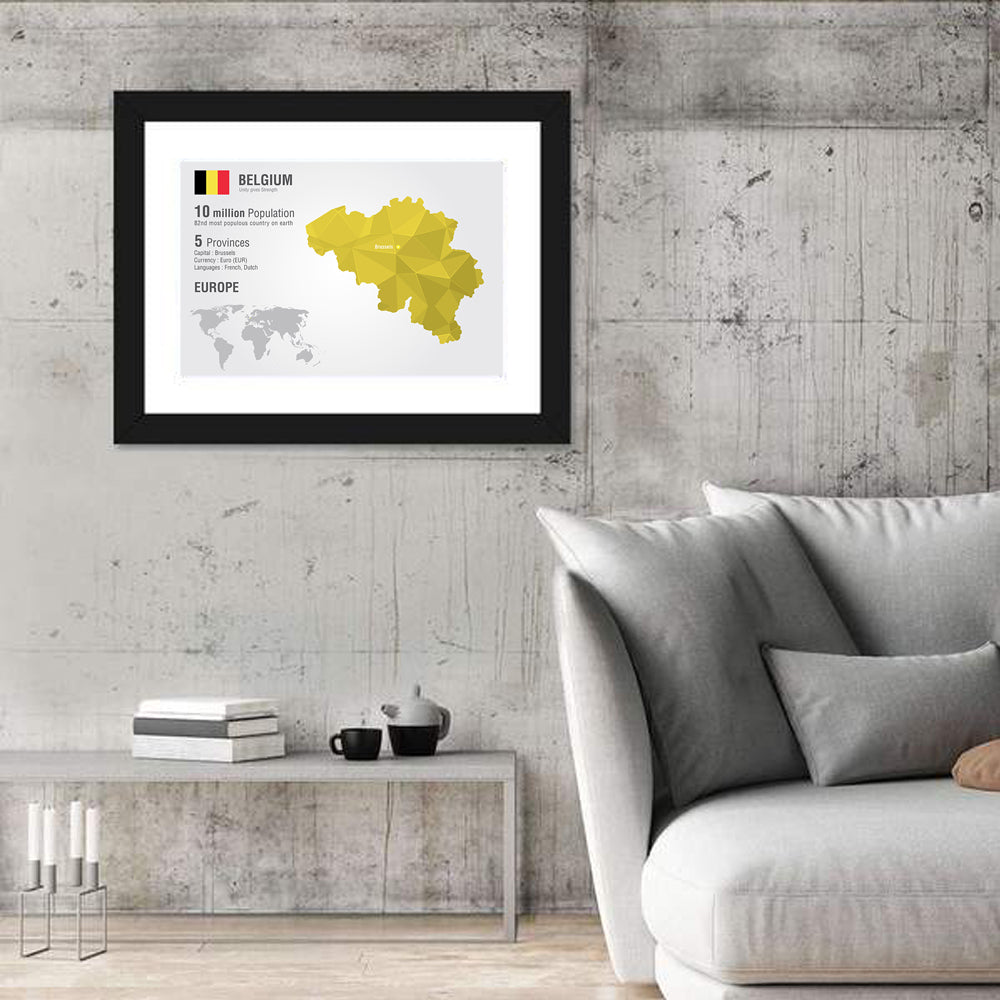 Belgium Geometric Map Wall Art