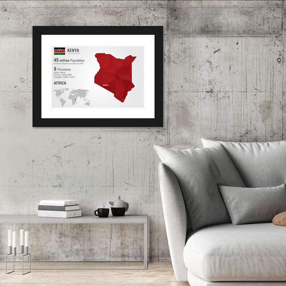 Geometric Map of Kenya Wall Art