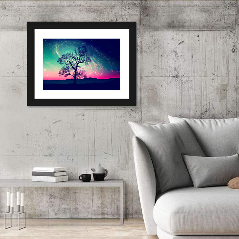 Cosmic Tree Landscape Wall Art in a room, landscape