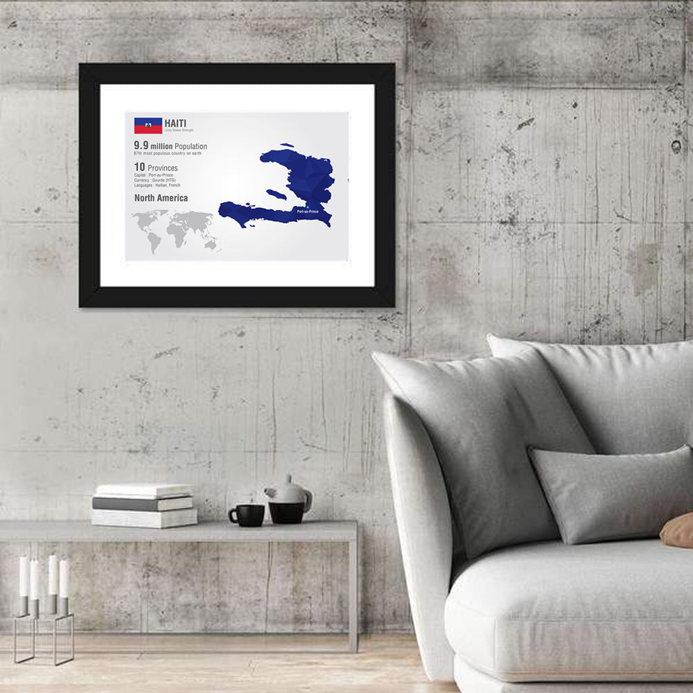 Haiti Geometric Map Wall Art