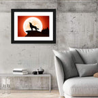 Howling Wolf Under Full Moon Wall Art