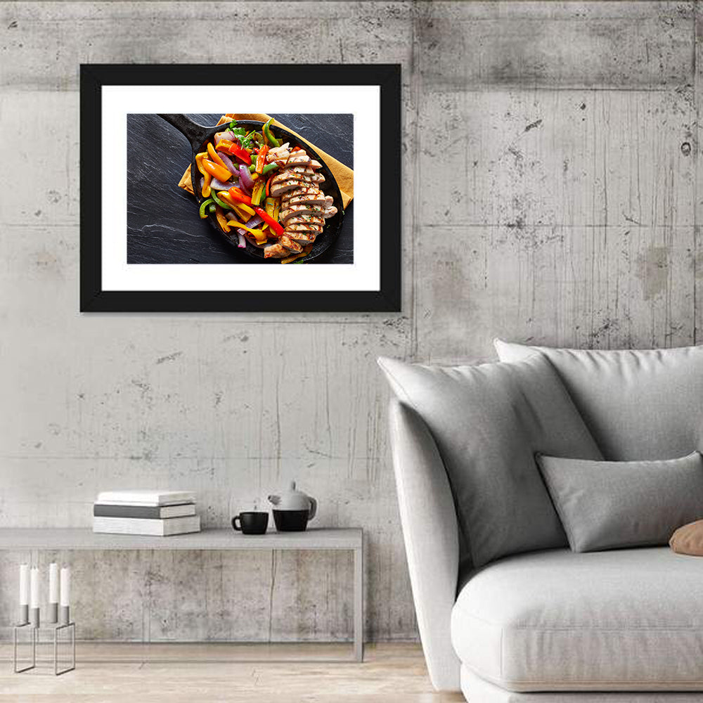 Mexican Grilled Chicken Fajitas Wall Art in a room, landscape