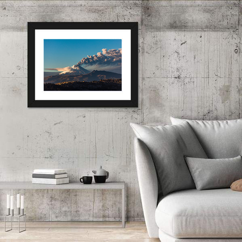 Cotopaxi Volcano Eruption Wall Art in a room, landscape