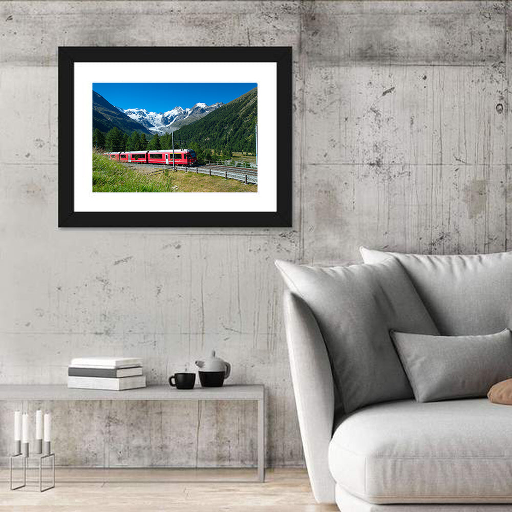 Bernina Express in Swiss Alps Wall Art in a room, landscape