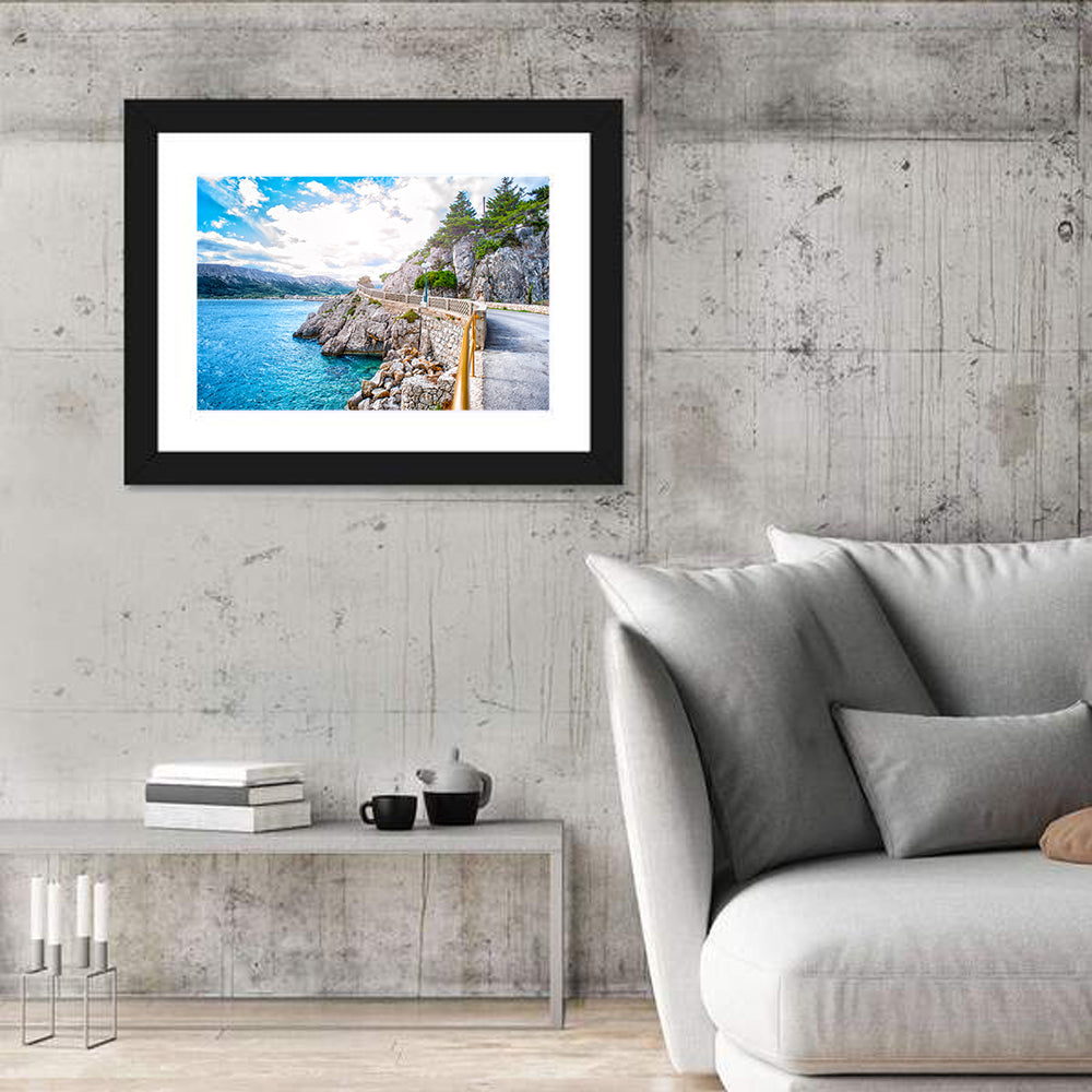 Adriatic Coastal Road Wall Art in a room, landscape