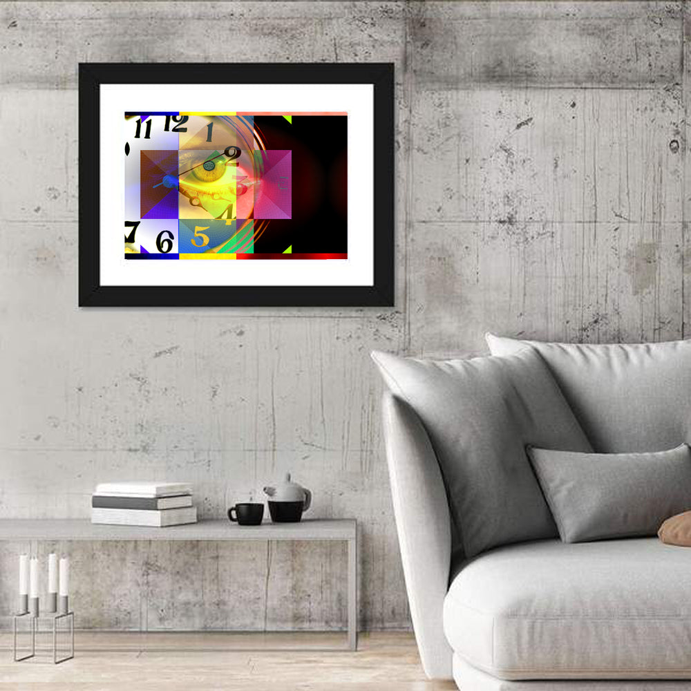 Eye of Time Collage Wall Art in a room, landscape