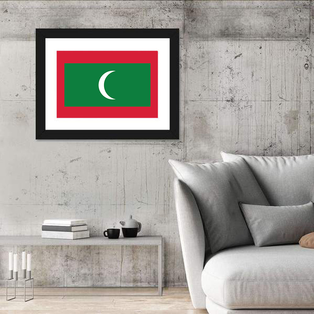 Maldives Flag Wall Art in a room, landscape