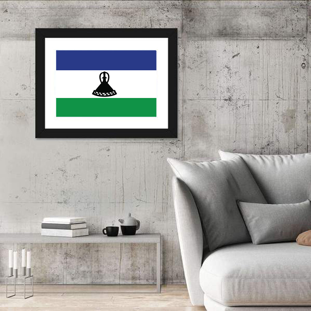 Flag of Lesotho Wall Art in a room, landscape