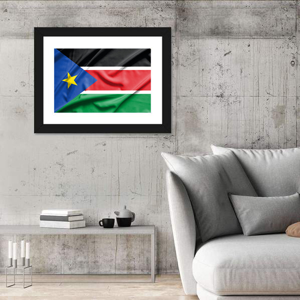 South Sudan Flag Wall Art in a room, landscape