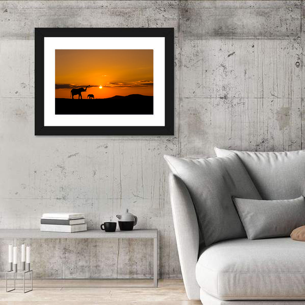 Savannah Elephant Silhouettes Wall Art