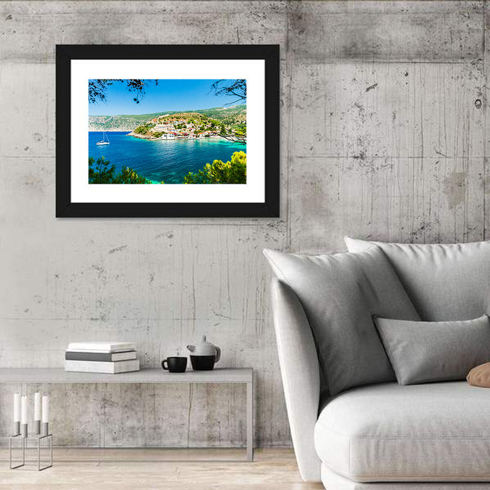Assos Village, Kefalonia Bay Wall Art in a room, landscape