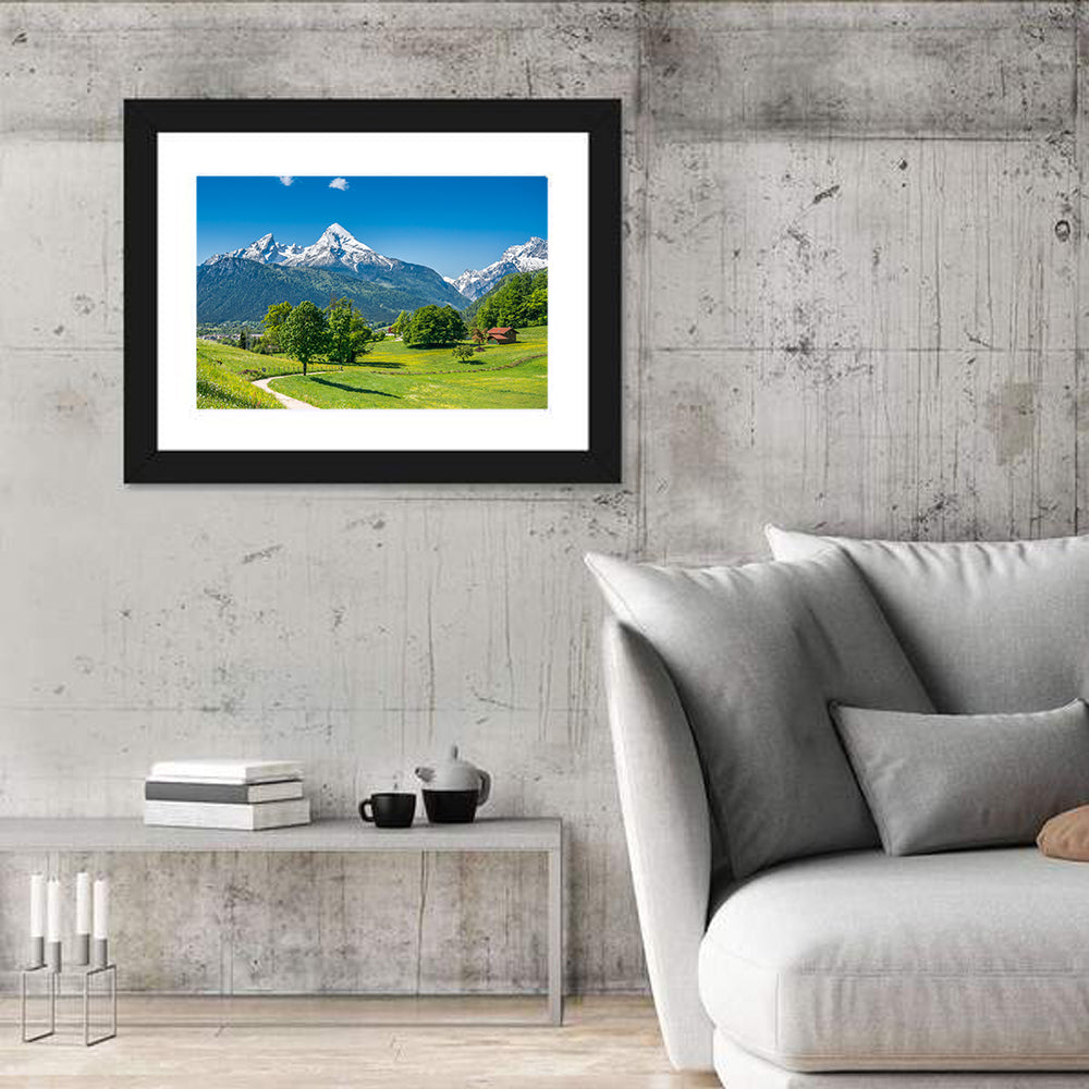 Watzmann Mountain Pastures, Berchtesgaden Wall Art in a room, landscape