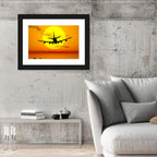Airplane Silhouette at Sunset Wall Art