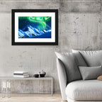 Glowing Aurora Over Snow Capped Mountains Wall Art