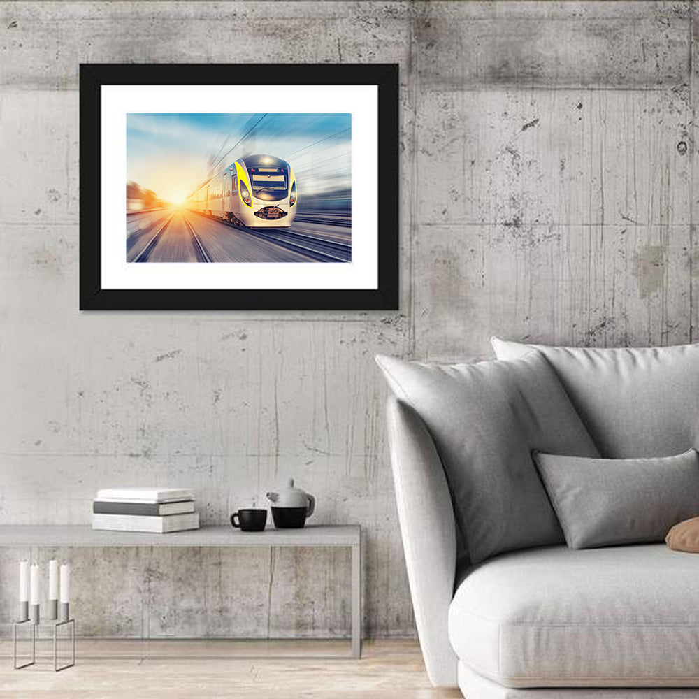 Modern High-speed Train Wall Art in a room, landscape