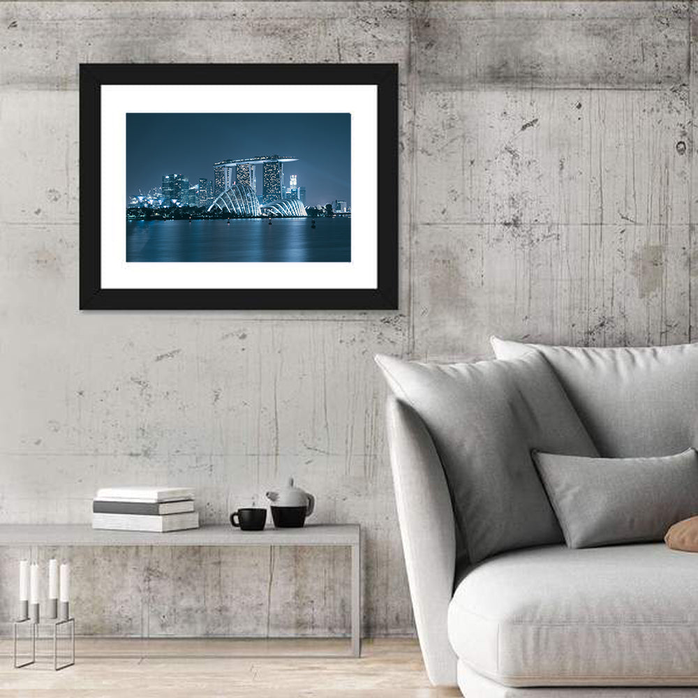 Singapore Marina Bay Skyline Wall Art in a room, landscape