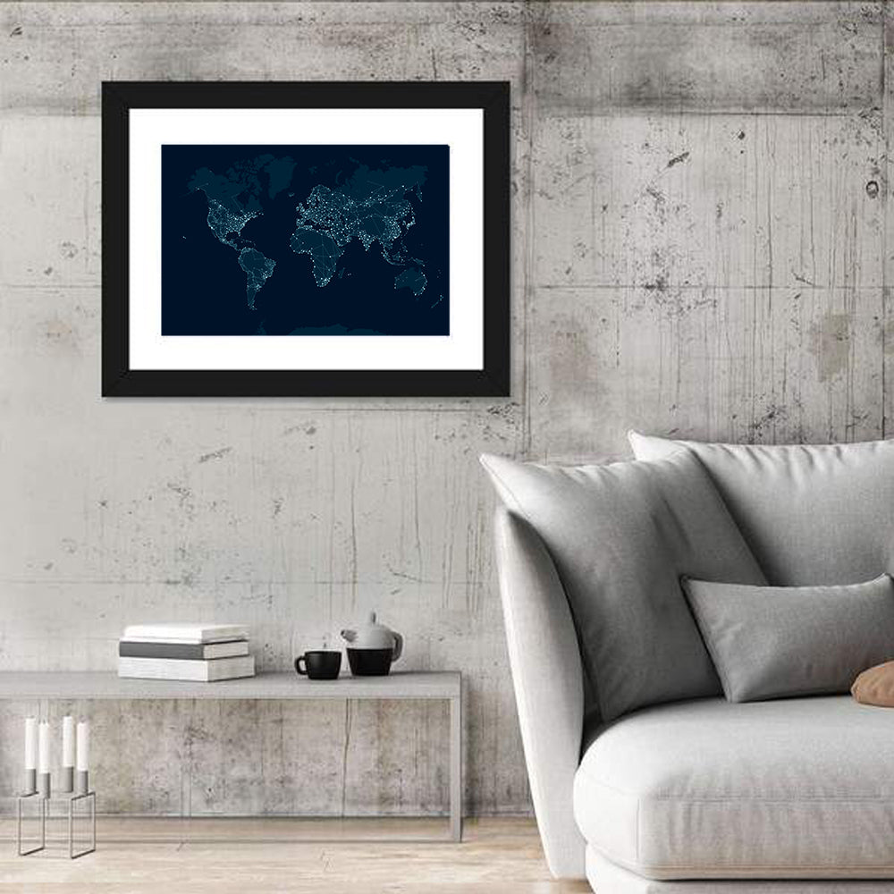 Global Communications Network Map Wall Art