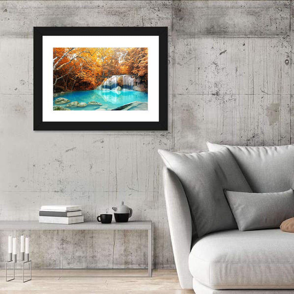 Erawan Waterfall Autumn Reflection Wall Art