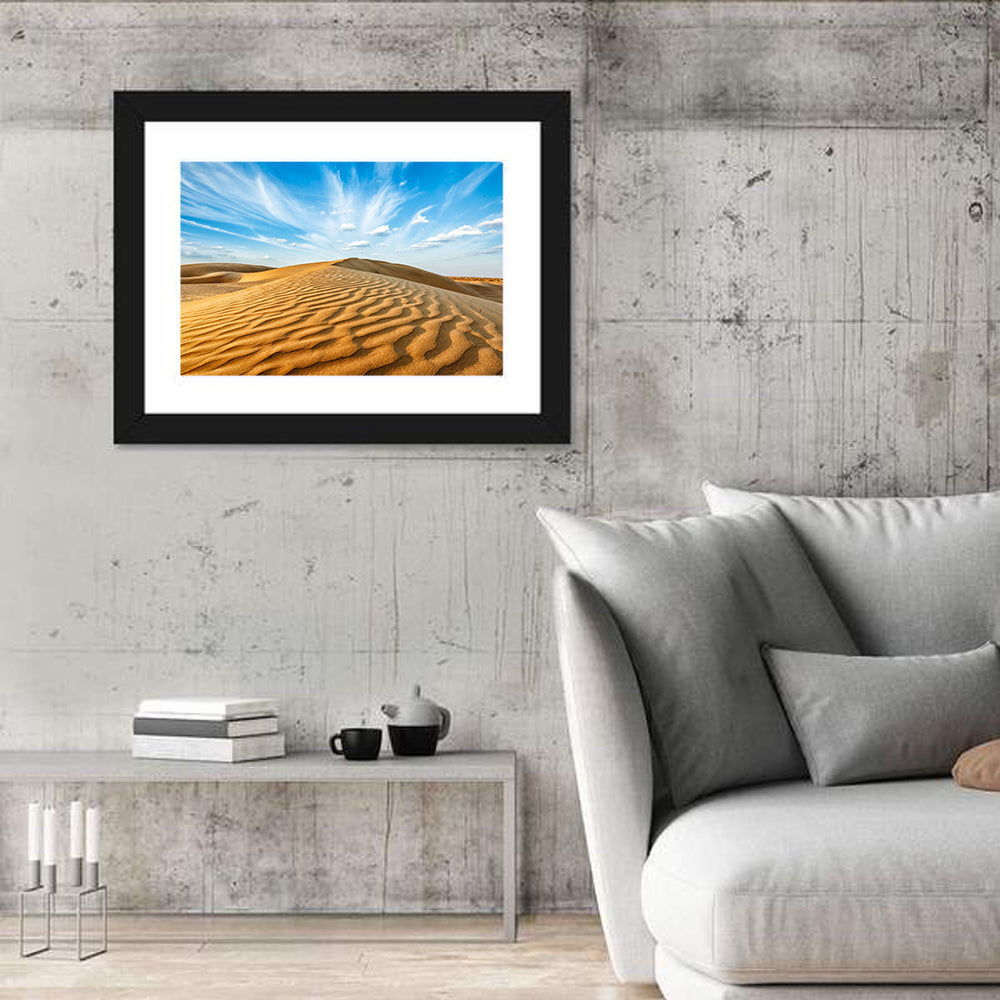 Minimalist Thar Dunes Wall Art in a room, landscape