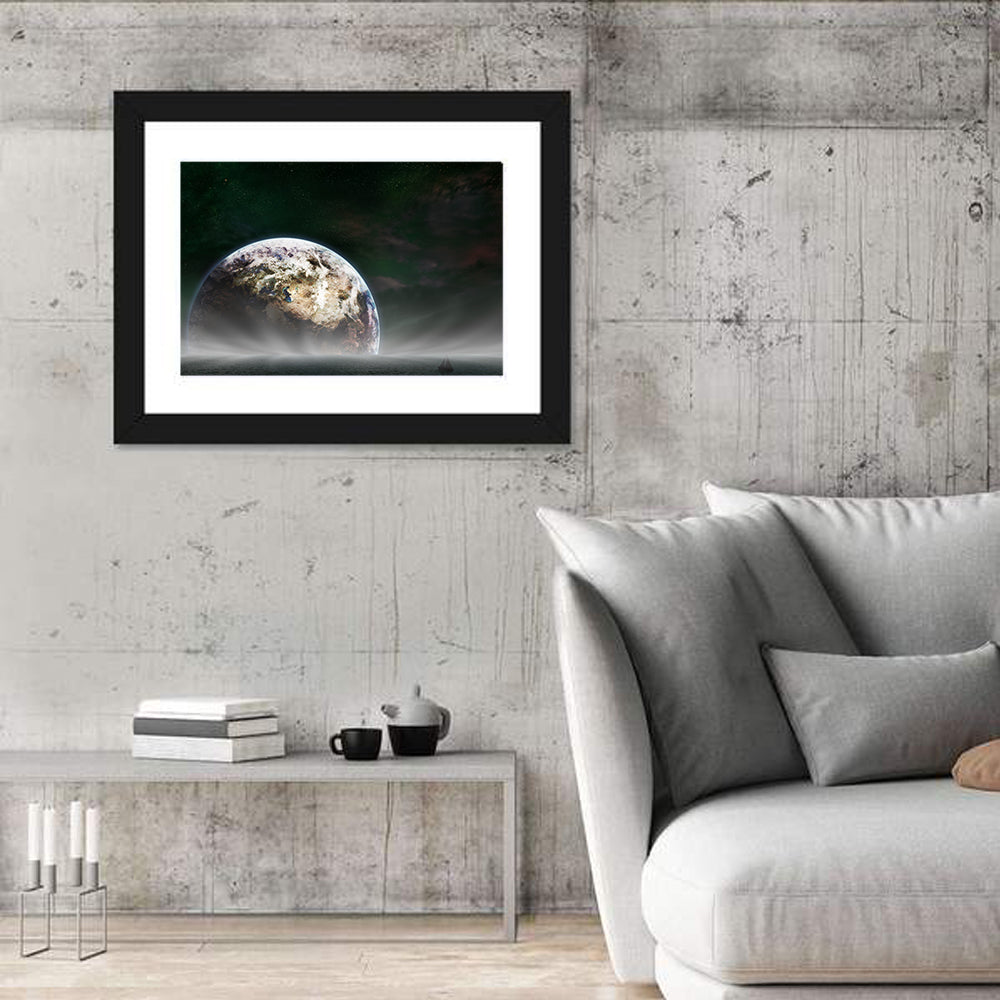 Earth Rising Over Ocean Wall Art