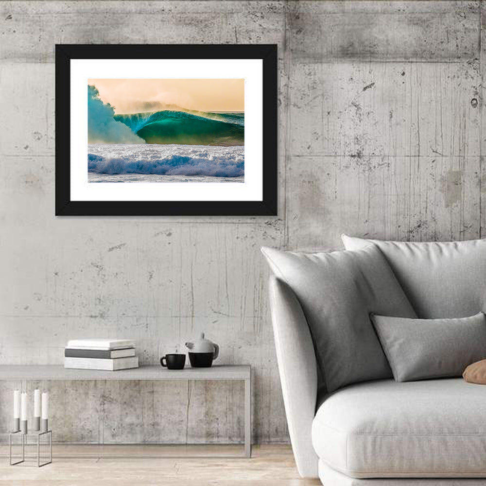 Bonzai Pipeline Tube Wave Wall Art in a room, landscape