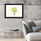 Surreal Tree with Sun Face Wall Art