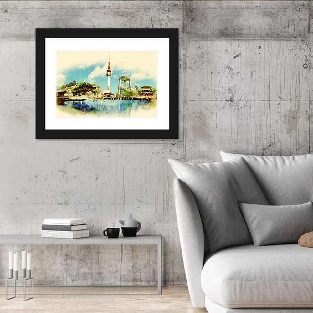 Seoul Skyline with N Seoul Tower Wall Art