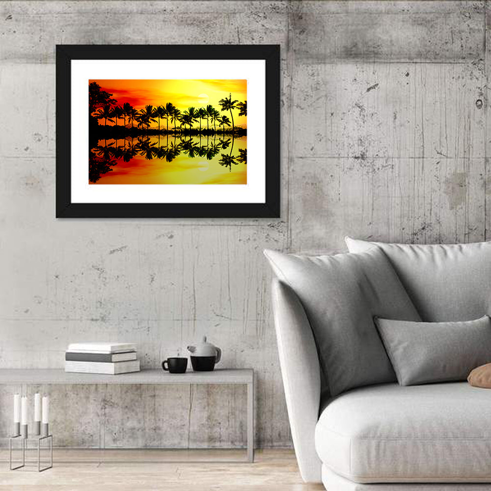 Tropical Palm Beach Sunset Wall Art