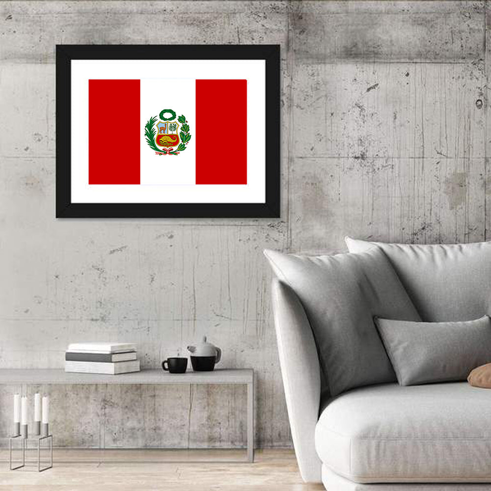 Peruvian Flag with Coat of Arms Wall Art