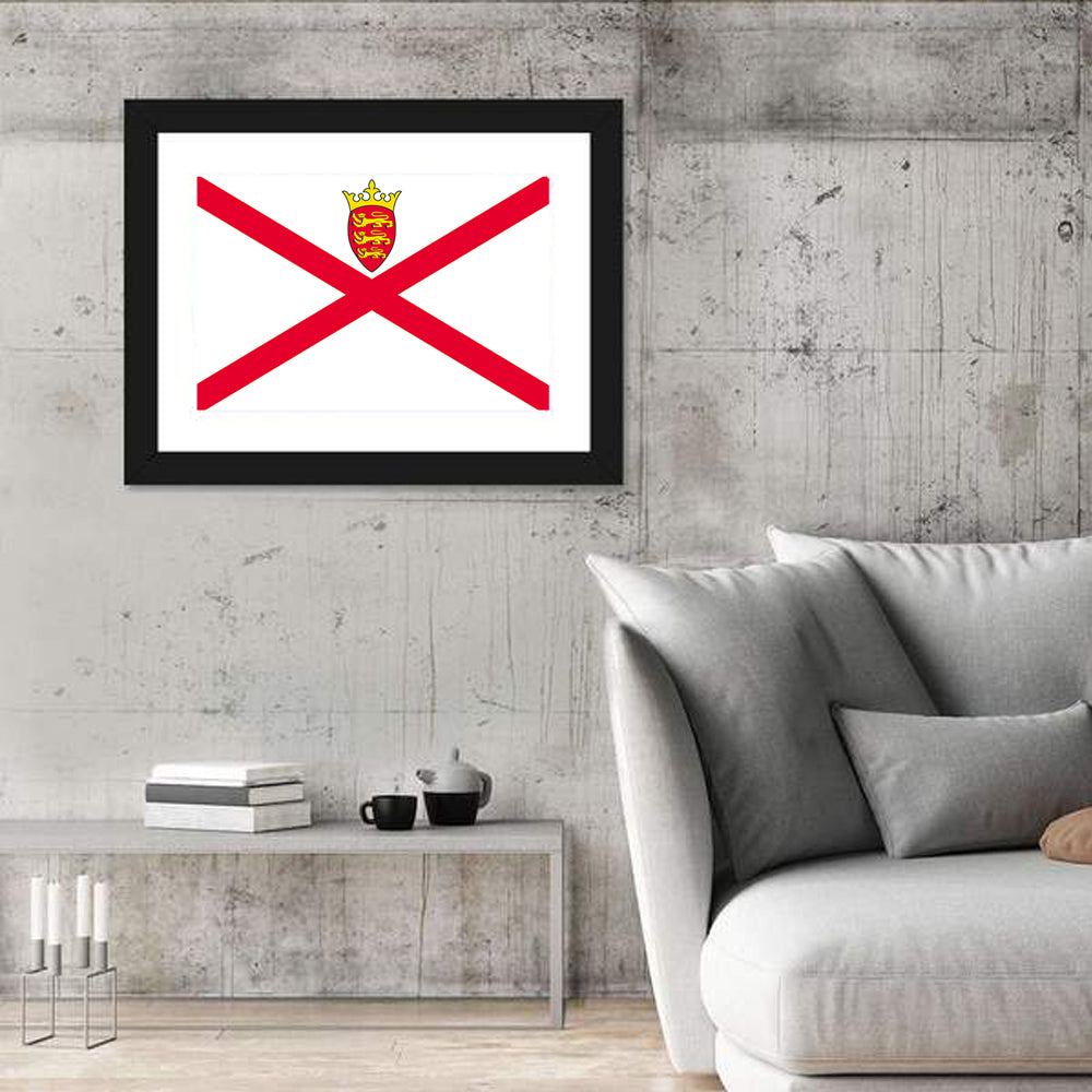 Flag of Jersey Wall Art in a room, landscape