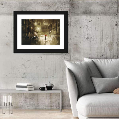 Woman In Rainy Night Wall Art