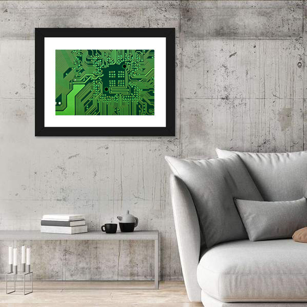 Microchip Connection Grid Wall Art in a room, landscape