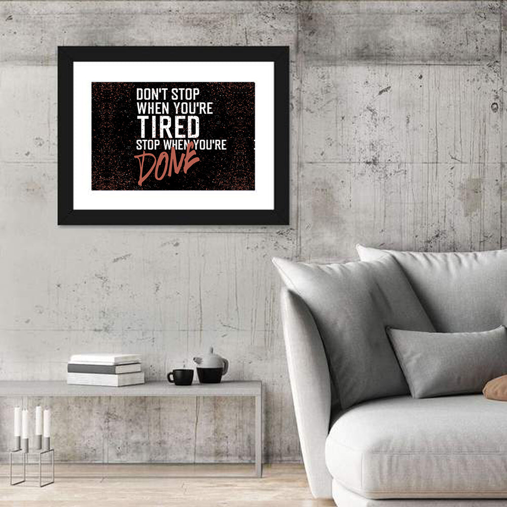 Distressed Motivational Quote Wall Art in a room, landscape