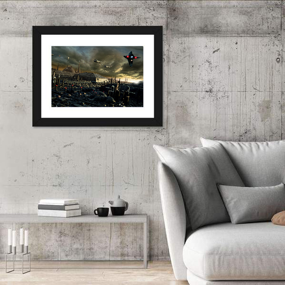 Futuristic City Skyline Wall Art
