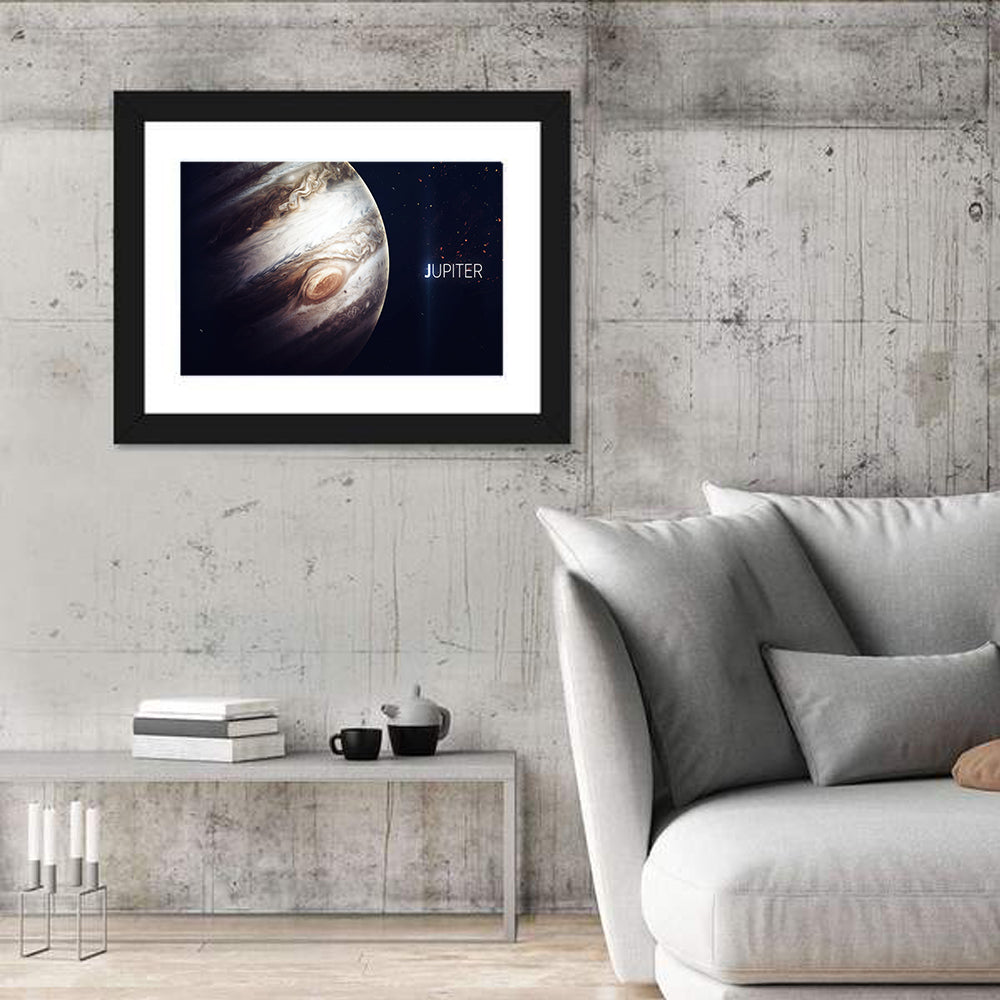 Jupiter with Great Red Spot Wall Art in a room, landscape